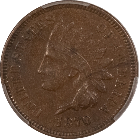 CAC Approved Coins 1870 INDIAN CENT – PCGS XF-45, CHOCOLATE BROWN & CAC APPROVED!