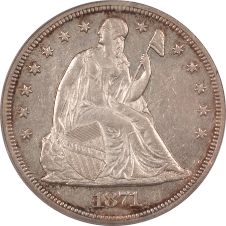 Liberty Seated Dollars 1871 SEATED LIBERTY DOLLAR – PCGS AU-53, FLASHY!