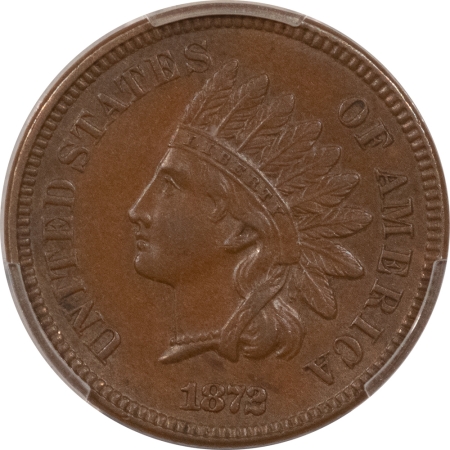 Indian 1872 INDIAN CENT – PCGS AU-58, CHOCOLATE BROWN & PREMIUM QUALITY!