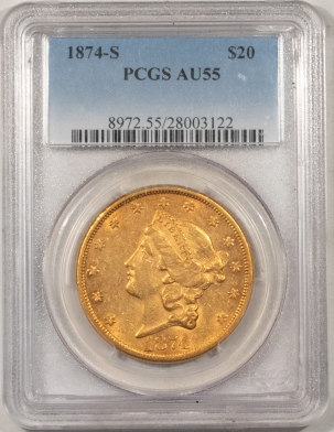 $20 1874-S $20 LIBERTY GOLD – PCGS AU-55