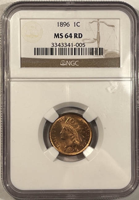 New Store Items 1896 INDIAN CENT – NGC MS-64 RD, FLASHY!