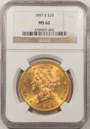 New Store Items 1897-S $20 LIBERTY GOLD – NGC MS-62