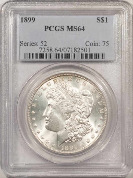 Morgan Dollars 1899 MORGAN DOLLAR – PCGS MS-64, BLAST WHITE!