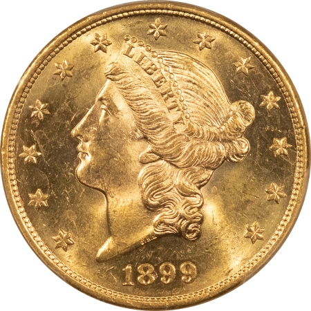 $20 1899-S $20 LIBERTY GOLD – PCGS MS-62+, FLASHY & PREMIUM QUALITY!