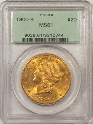 New Store Items 1900-S $20 LIBERTY GOLD – PCGS MS-61, PREMIUM QUALITY & OLD GREEN HOLDER!