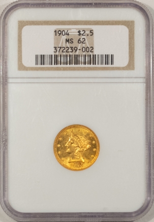 $2.50 1904 $2.50 GOLD, NGC MS-62, PQ & LOOKS 63+