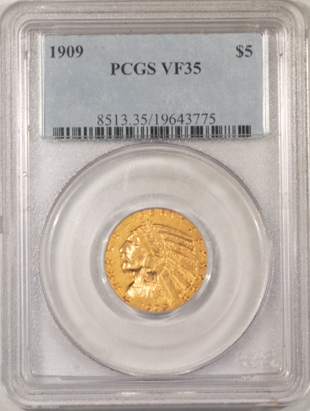 $5 1909 $5 INDIAN GOLD – PCGS VF-35