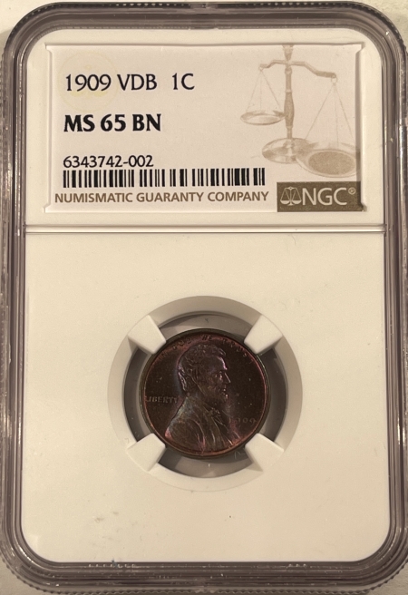 Lincoln Cents (Wheat) 1909 VDB LINCOLN CENT – NGC MS-65 BN GORGEOUS GEM!