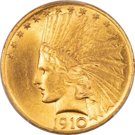 $10 1910 $10 INDIAN GOLD – PCGS MS-63 CAC, FLASHY & PQ! LOOKS MS-64!