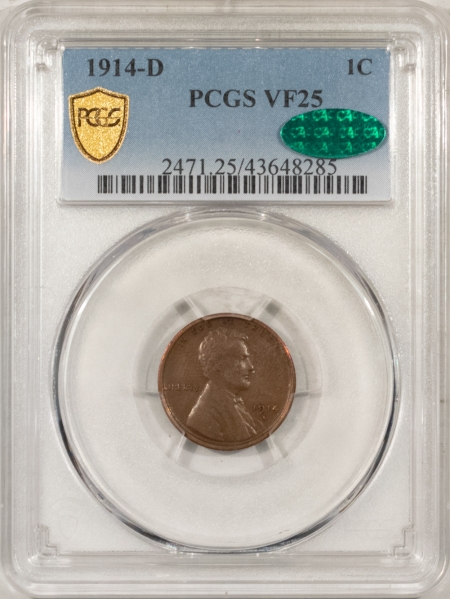 CAC Approved Coins 1914-D LINCOLN CENT – PCGS VF-25 & CAC APPROVED!