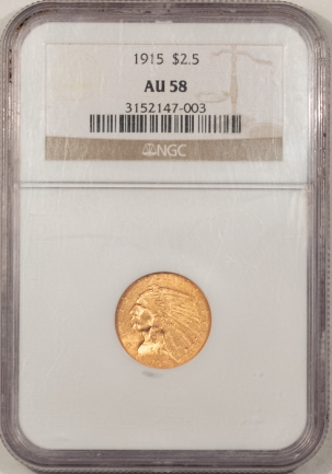 $2.50 1915 $2.50 INDIAN GOLD, NGC AU-58, PQ & LOOKS MS-62+!