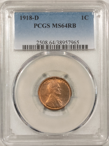 New Store Items 1918-D LINCOLN CENT – PCGS MS-64 RB