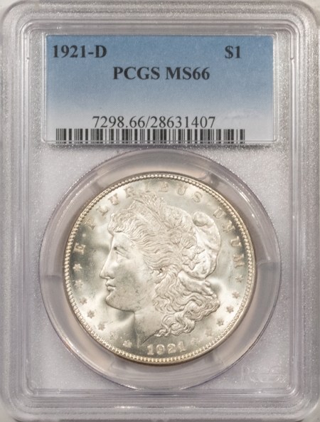 Morgan Dollars 1921-D MORGAN DOLLAR – PCGS MS-66, BLAZING WHITE!