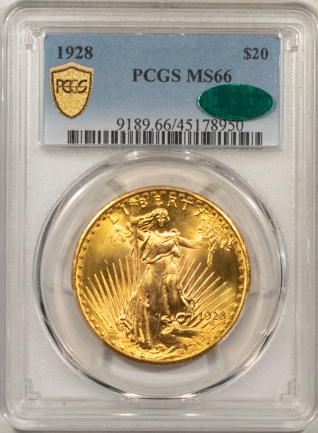 $20 1928 $20 ST GAUDENS GOLD – PCGS MS-66, STUNNING & PREMIUM QUALITY! CAC!