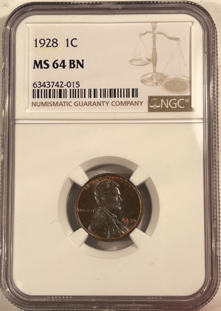 Lincoln Cents (Wheat) 1928 LINCOLN CENT – NGC MS-64 BN