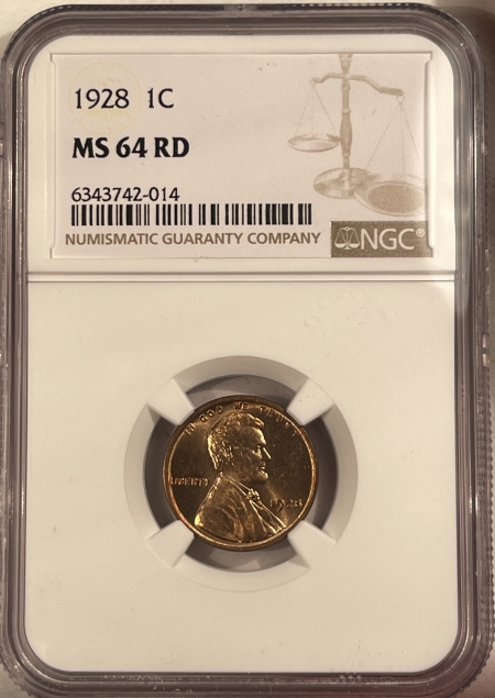 New Store Items 1928 LINCOLN CENT – NGC MS-64 RD