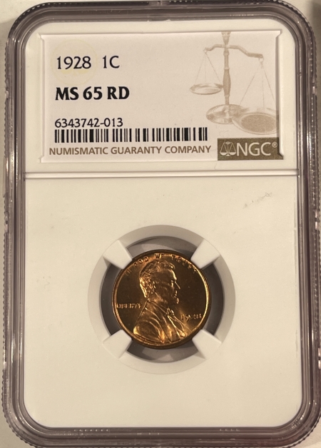 Lincoln Cents (Wheat) 1928 LINCOLN CENT – NGC MS-65 RD GEM!