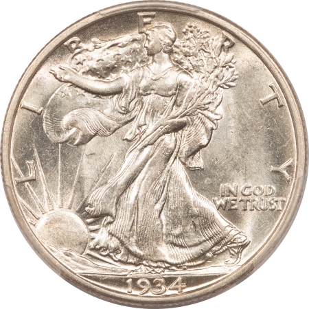 New Certified Coins 1934-S WALKING LIBERTY HALF DOLLAR – PCGS AU-58, LUSTROUS, LOOKS UNC!