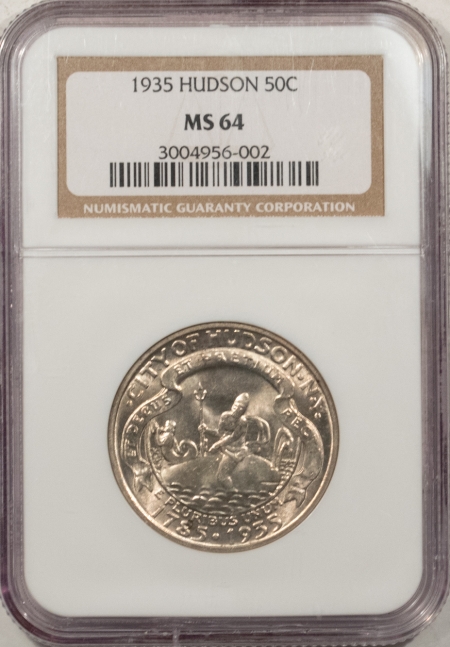 New Certified Coins 1935 HUDSON COMMEMORTIVE HALF DOLLAR – NGC MS-64, FLASHY WHITE!