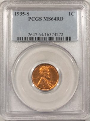 Lincoln Cents (Wheat) 1935-S LINCOLN CENT – PCGS MS-64 RD, LOOKS GEM & PREMIUM QUALITY!