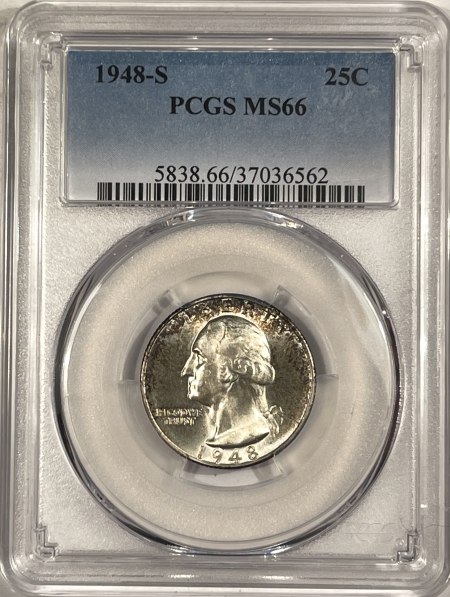 New Certified Coins 1948-S WASHINGTON QUARTER – PCGS MS-66, PRETTY & PREMIUM QUALITY!