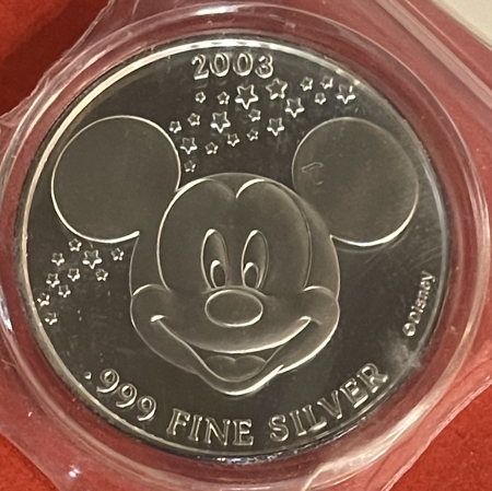 New Store Items DISNEY .999 SILVER ROUND – 2003 “MICKEY’S CHRISTMAS CAROL,1983” PROOF/ ORG CARD!