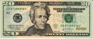 New Store Items 2004 $20 FEDERAL RESERVE NOTE FR-2090B, RADAR NOTE, FANCY SERIAL NUMBER, VF+