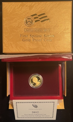 $10 2012-W ALICE PAUL PROOF $10 GOLD (1/2 OZ) O.G.P. – MINTAGE 3505
