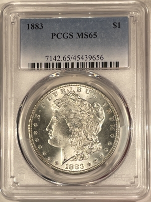 Morgan Dollars 1883 MORGAN DOLLAR – PCGS MS-65, BLAST WHITE & GEM!