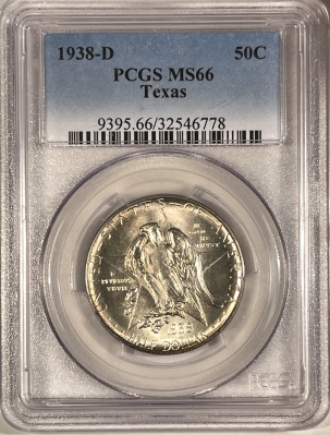 New Certified Coins 1938-D TEXAS COMMEMORATIVE HALF DOLLAR – PCGS MS-66, LOW MINTAGE & TOUGH!