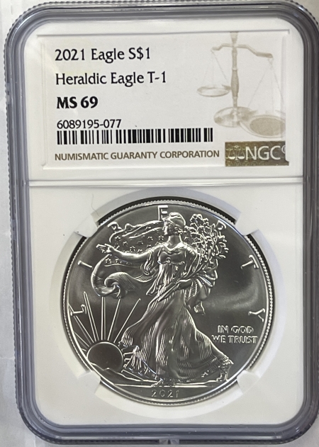 American Silver Eagles 2021 TYPE 1 1 OZ AMERICAN SILVER EAGLE NGC MS-69 BROWN LABEL