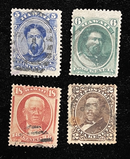 U.S. Stamps HAWAII SCOTT #32-25, USED, AVERAGE-FINE CENTERING; CAT $88