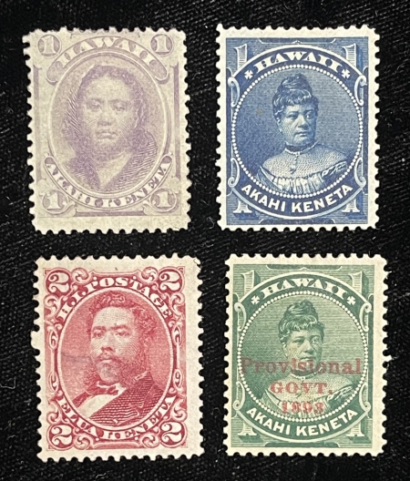 U.S. Stamps HAWAII SCOTT # 30, 37, 43 & 55-MOG (#30, 55), MNG (#37, 43); SMALL FAULT-CAT $29
