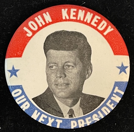 Post-1920 1960 JOHN KENNEDY-OUR NEXT PRESIDENT 3 1/2″ PICTORAL CAMPAIGN BUTTON-MINT!