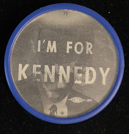Post-1920 UNUSUAL 1960 2 1/2″ I’M FOR KENNEDY JFK BLK & WHT FLASHER CAMPAIGN BUTTON-MINT!
