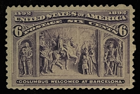 U.S. Stamps SCOTT #235 6c PURPLE, MOG, ADHERENCES, FINE APPEARANCE, FRESH COLOR-CAT $50