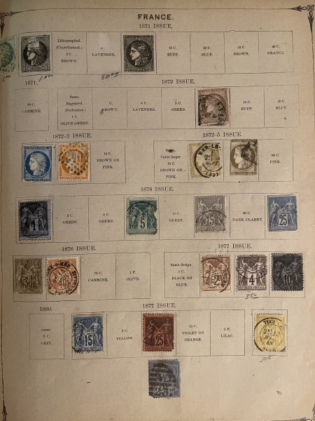 U.S. Stamps ca. 1890s SCOTT INTERNATIONAL ALBUM, HUNDREDS OF EARLY USED STAMPS HINGED/PAGES