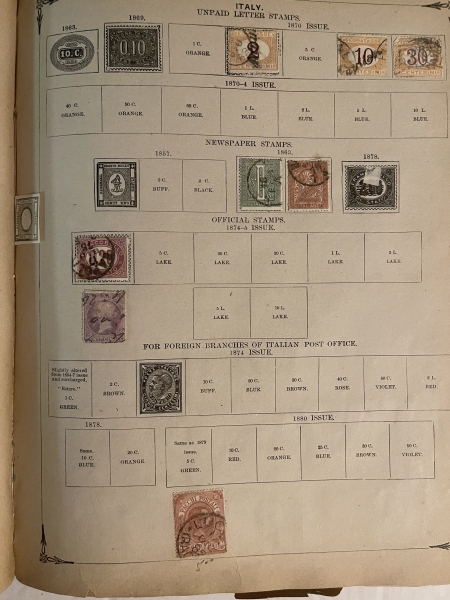 U.S. Stamps ca. 1890s SCOTT INTERNATIONAL ALBUM, HUNDREDS OF EARLY USED STAMPS HINGED/PAGES