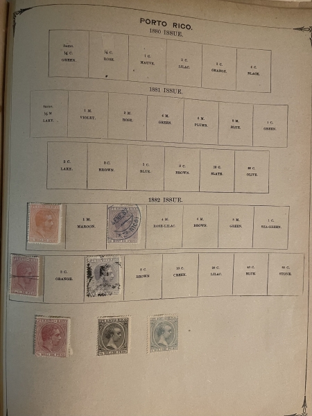 U.S. Stamps ca. 1890s SCOTT INTERNATIONAL ALBUM, HUNDREDS OF EARLY USED STAMPS HINGED/PAGES