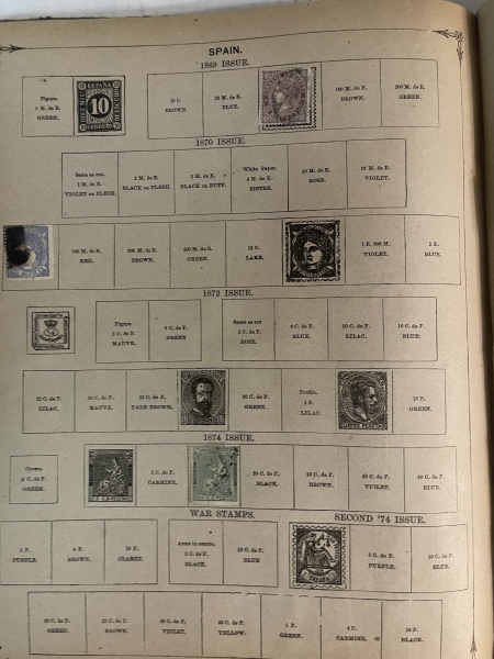 U.S. Stamps ca. 1890s SCOTT INTERNATIONAL ALBUM, HUNDREDS OF EARLY USED STAMPS HINGED/PAGES