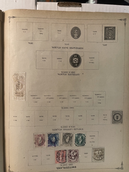 U.S. Stamps ca. 1890s SCOTT INTERNATIONAL ALBUM, HUNDREDS OF EARLY USED STAMPS HINGED/PAGES