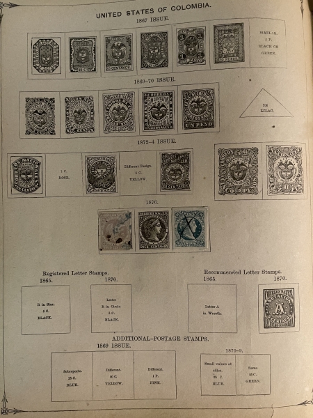 U.S. Stamps ca. 1890s SCOTT INTERNATIONAL ALBUM, HUNDREDS OF EARLY USED STAMPS HINGED/PAGES