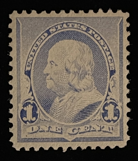 U.S. Stamps SCOTT #219 1c DULL BLUE, MOG-NH & VF; FRESH BEAUTIFUL STAMP; CATALOG $65