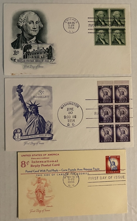 First Day Covers FDC LOT 1c-$5 LIBERTY ISSUE, 11 DIFF, NICE CACHETS, $1 & $5 UNADDRESSED-CAT $87+