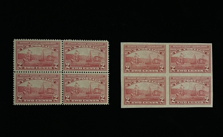 U.S. Stamps SCOTT #372-373 BLOCKS OF 4, 2c, CARMINE, PERF, MOG-LH, 2c, MOG-NH, VF, CAT $220+