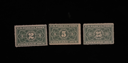 U.S. Stamps SCOTT #JQ-2,3,5, PARCEL POST, POSTAGE DUES, MDOG, FINE CENTERING – CATALOG $139