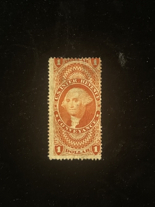 U.S. Stamps SCOTT #R-66c, $1, CONVEYANCE, AVG CENTERING, SHORT PERFS, USED – CATALOG $27.50