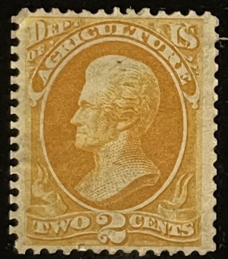 U.S. Stamps SCOTT #O-2 2c YELLOW, MNG, SATURATED COLOR/MINOR WRINKLES, APPEARS FINE-CAT $130