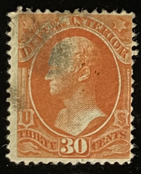 U.S. Stamps SCOTT #O-23 30c ORANGE, USED, AVG/FINE CENTERING, CAT $20