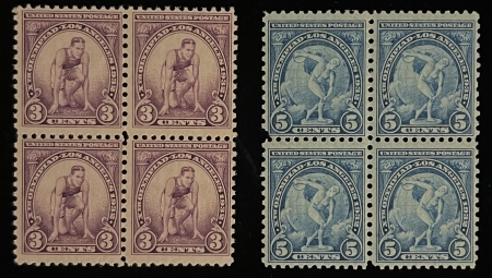 U.S. Stamps SCOTT #718,719, BLOCKS OF 4, 3c PURPLE, 5c BLUE, MOG-NH, FRESH! – CATALOG $19.60